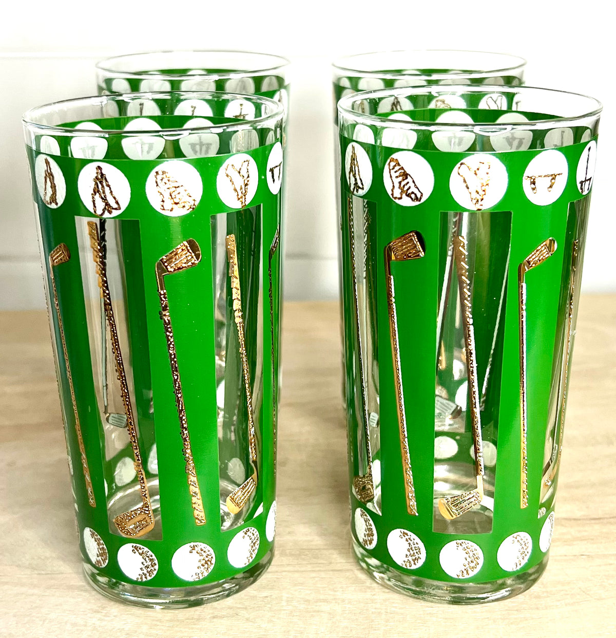 Diamond Highball Glasses 12 oz (Green) - Set of 4