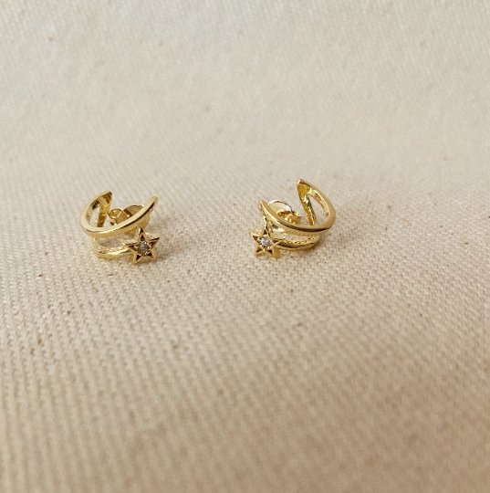 Tiny 18K Gold Star Stud Earrings