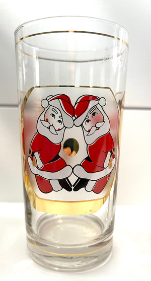 Culver, Signed Vintage Mid-Century Barware, Santa "Joy" Christmas Highball Glasses, Set of 4